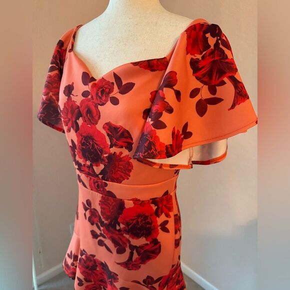 ASOS True Violet Bardot mini dress off the shoulder scuba ruffle floral print 10 - Picture 2 of 14